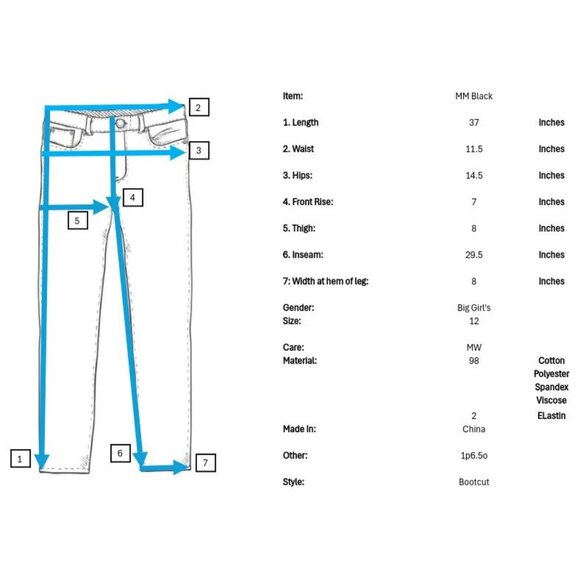 Miss Me Bootcut Big Girls Jeans 12 29 JPK5124B5 Black Embroidered Distressed - Picture 8 of 8